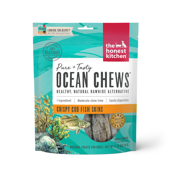 The Honest Kitchen Ocean Chews Crispy Cod Fish Skins Dog Treats 2.75oz