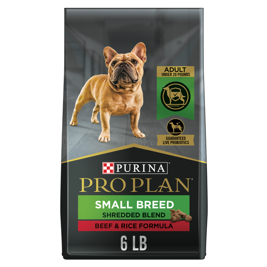 Purina Pro Plan Small Breed Dry Dog Food, Shredded Blend Beef and Rice Formula 6lb