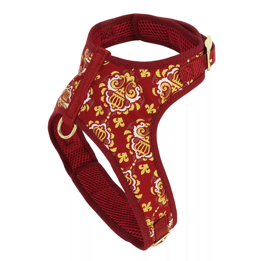 Coastal Accent Metallic Adjustable 5/8in Wide 14-16in Dog Harness Burgandy Crowns