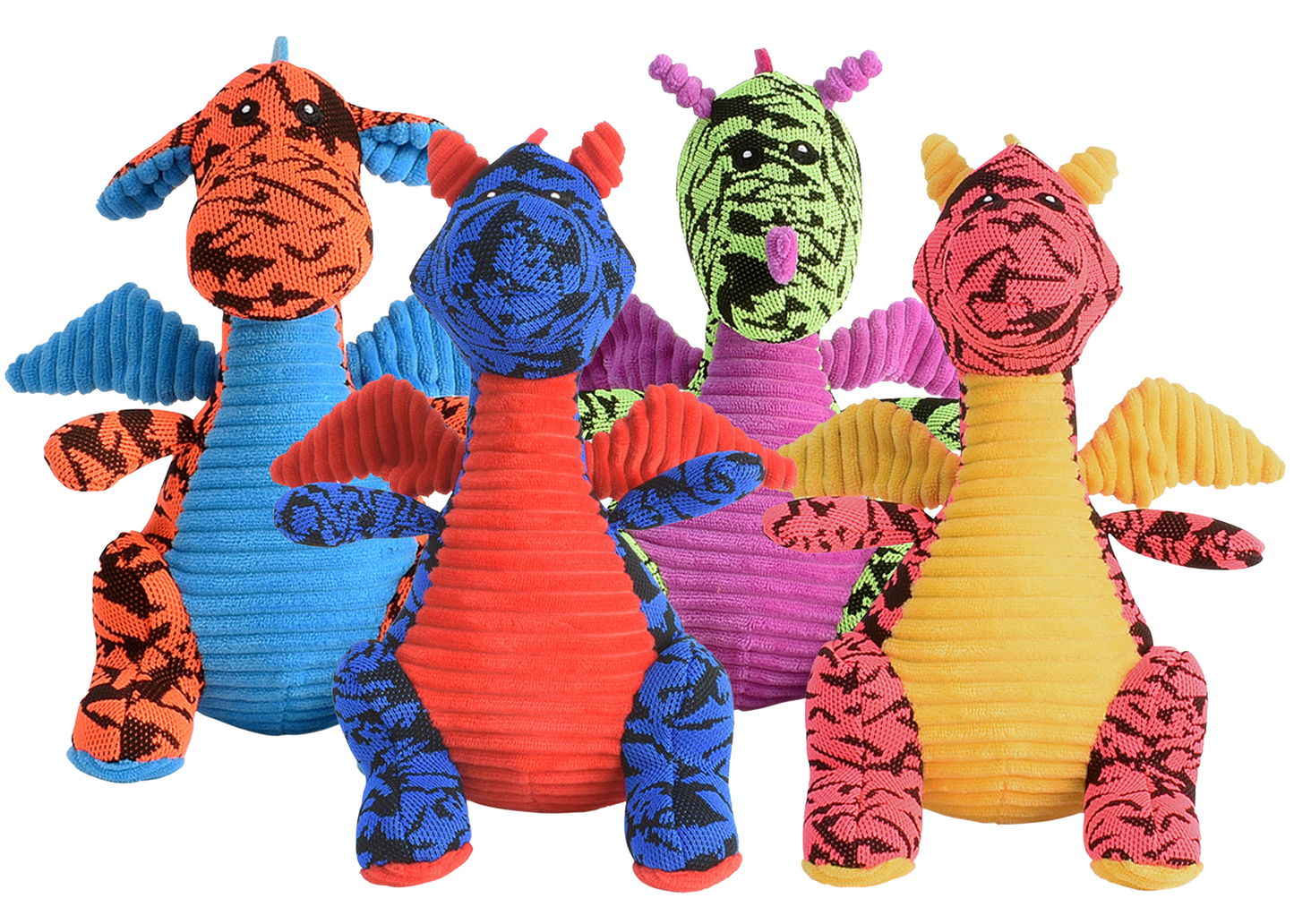 Multipet Plush Dog Toy Dragons 10in Assorted