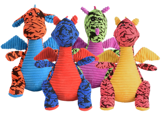 Multipet Plush Dog Toy Dragons 10in Assorted