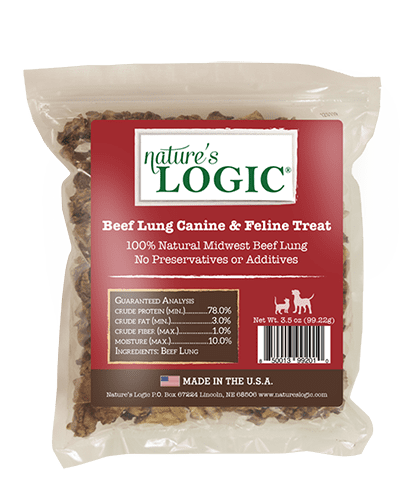Nature's Logic Beef Lung Dog and Cat Treat, 3.5oz Bag