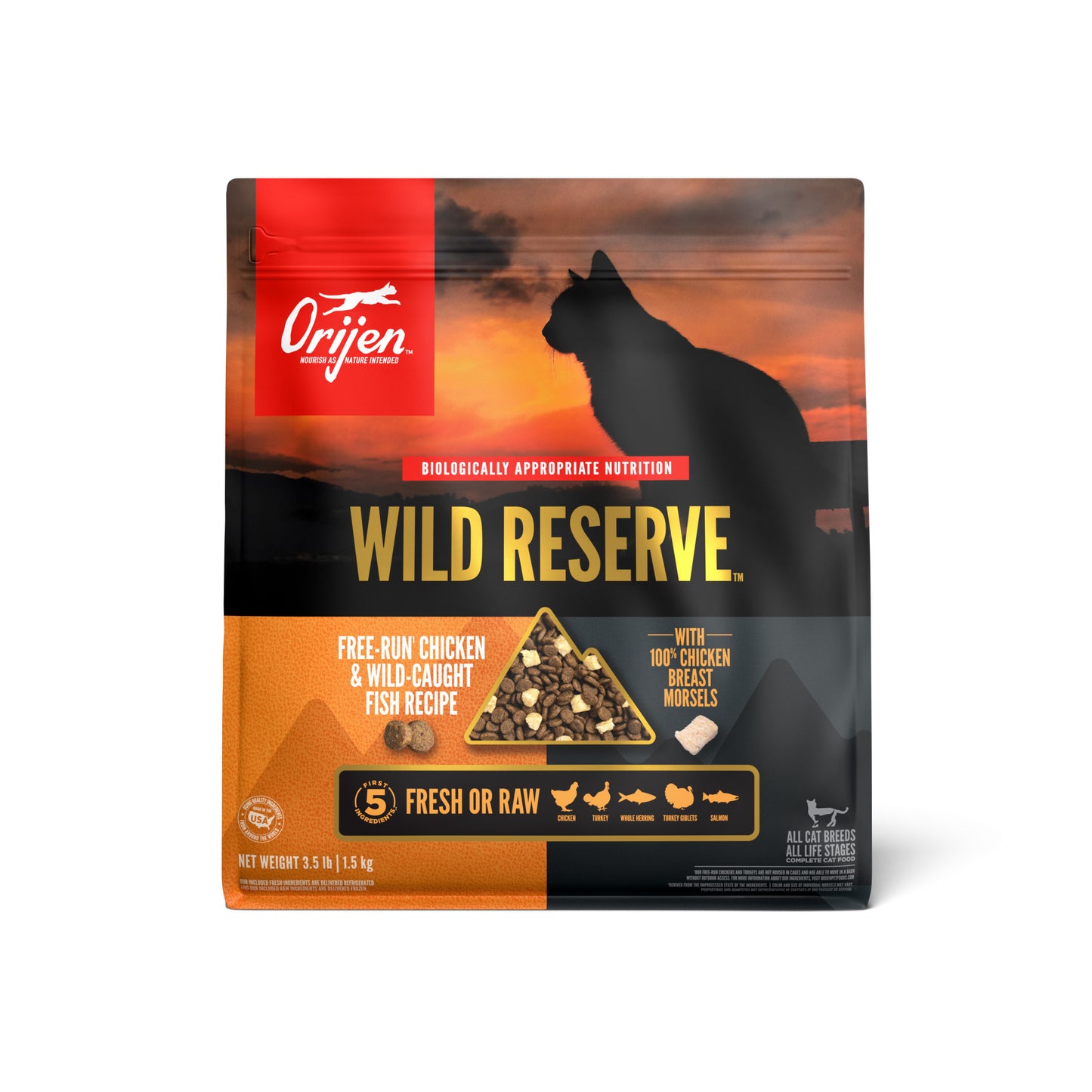 Orijen Grain Free Dry Cat Food Wild Reserve Free-Run Chicken & Wild-Caught Fish Recipe 3.5lb