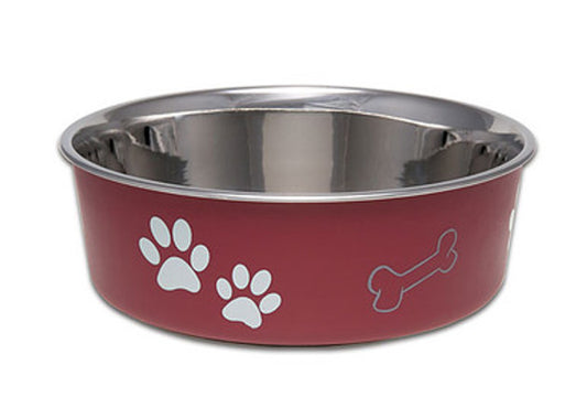 Loving Pets Bella Stainless Steel Dog Bowl Merlot eXtra Large