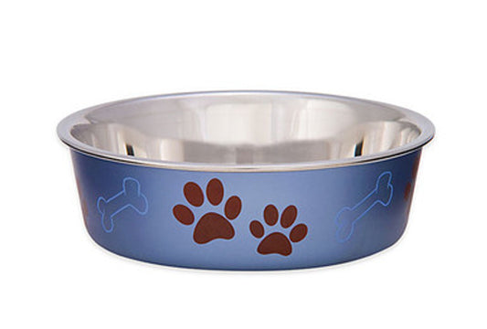Loving Pets Bella Stainless Steel Dog Bowl Blueberry Medium