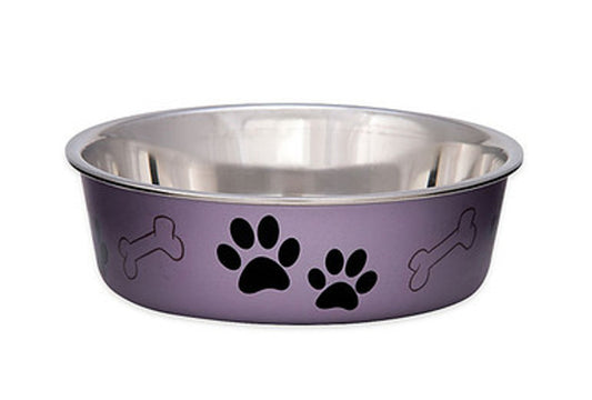 Loving Pets Bella Stainless Steel Dog Bowl Grape Medium