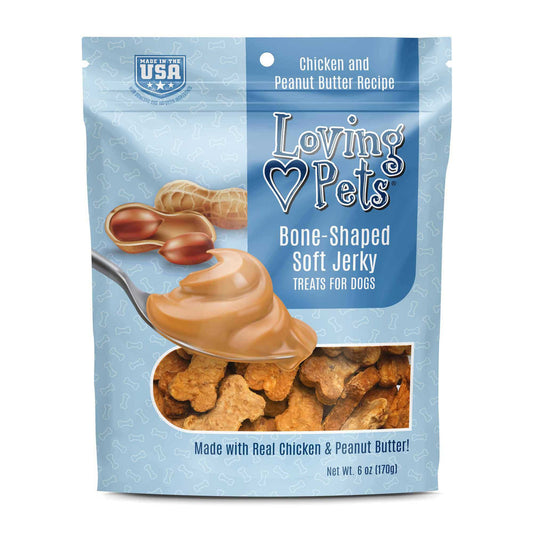 Loving Pets Soft Jerky Dog Treats 6oz Peanut Butter Bones