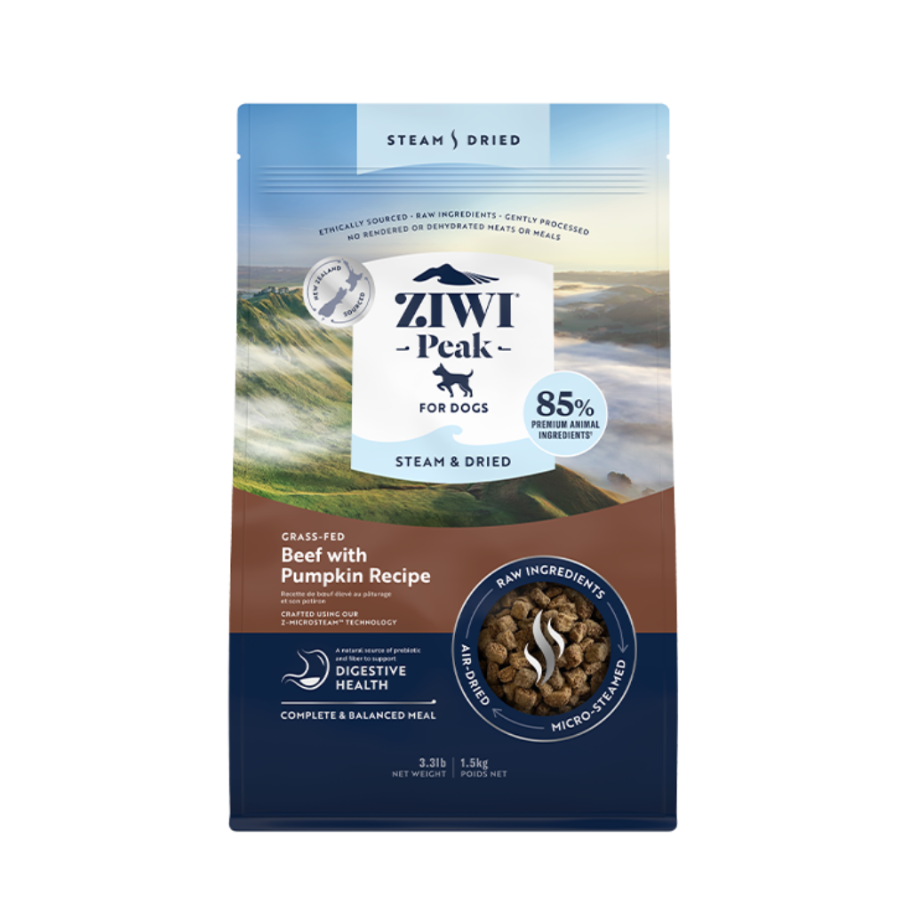 Ziwi Peak Steam-Dried Beef w Pumpkin for Dogs 1.8lb