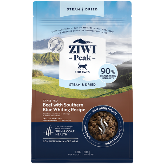 ZIWI Peak Cat Steam-Dried Beef w/S Blue Whiting 1.8lb