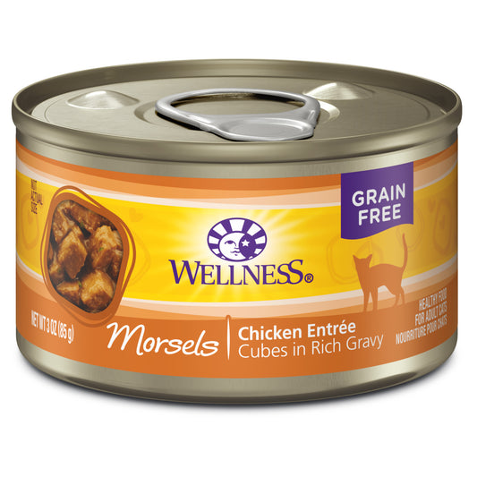 Wellness Complete Health Natural Grain Free Wet Canned Cat Food Cubed Chicken Entree 3oz Can