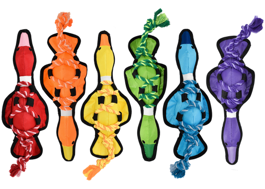 Multipet Dog Toy Cross-Ropes Duck 19in Assorted