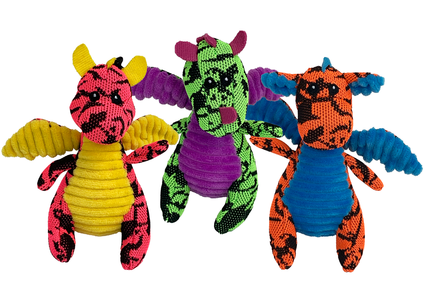 Multipet Plush Dog Toy Mini Dragons 5in Assorted