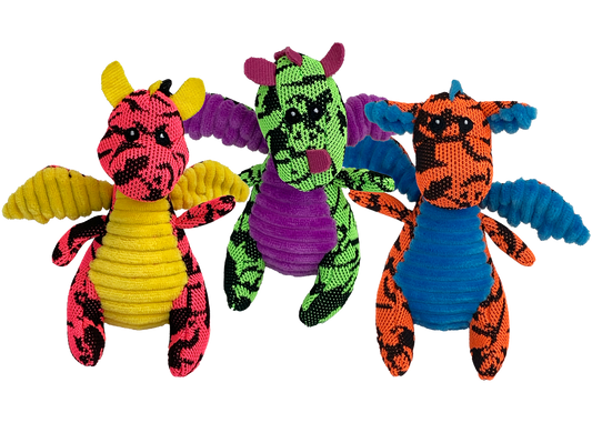 Multipet Plush Dog Toy Mini Dragons 5in Assorted