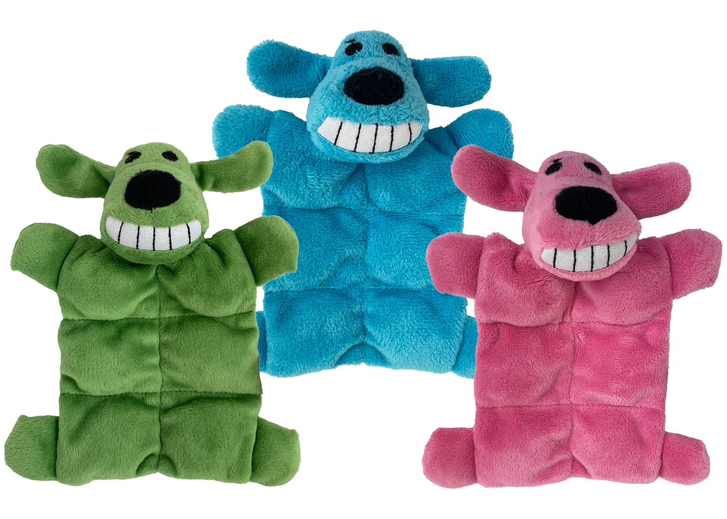 Multipet Plush Dog Toy Mini Loofa Squeaker Mat 6.5in Assorted