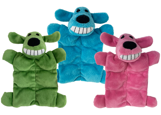 Multipet Plush Dog Toy Mini Loofa Squeaker Mat 6.5in Assorted