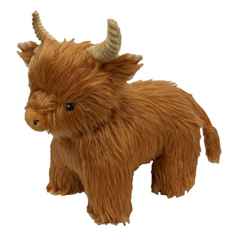 Pet Lou Golden Highland Cow Plush Dog Toy 12 in