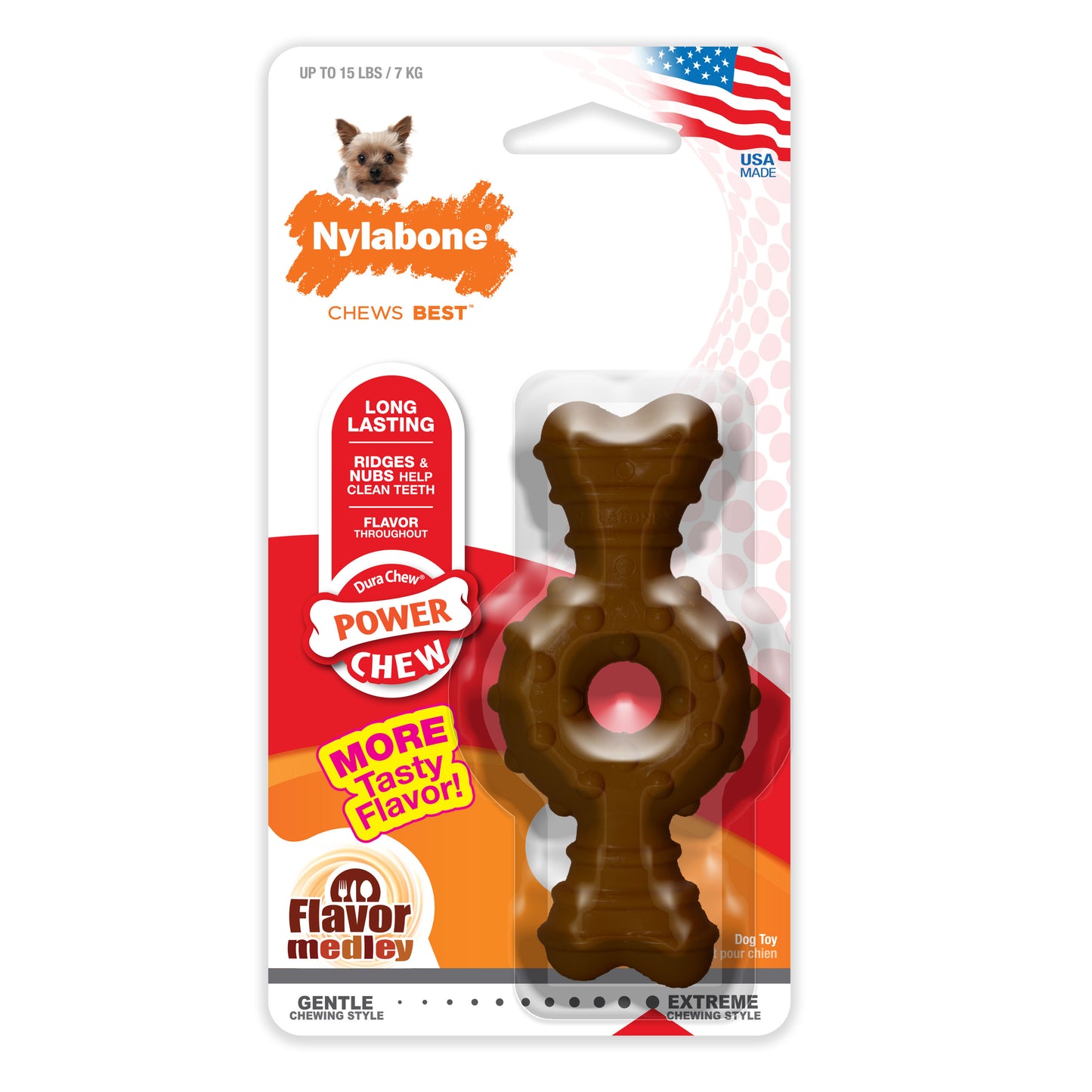 Nylabone Power Chew Ring Bone Dog Chew Toy Flavor Medley X-Small/Petite