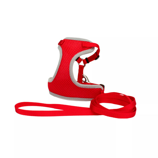 Coastal Comfort Soft 11-14in Adjustable Cat Harness with 6ft Leash Red