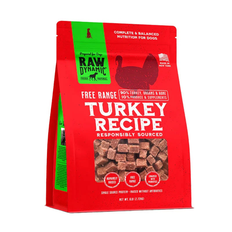 Raw Dynamic Free Range Turkey Recipe Frozen Dog Food 6lbs