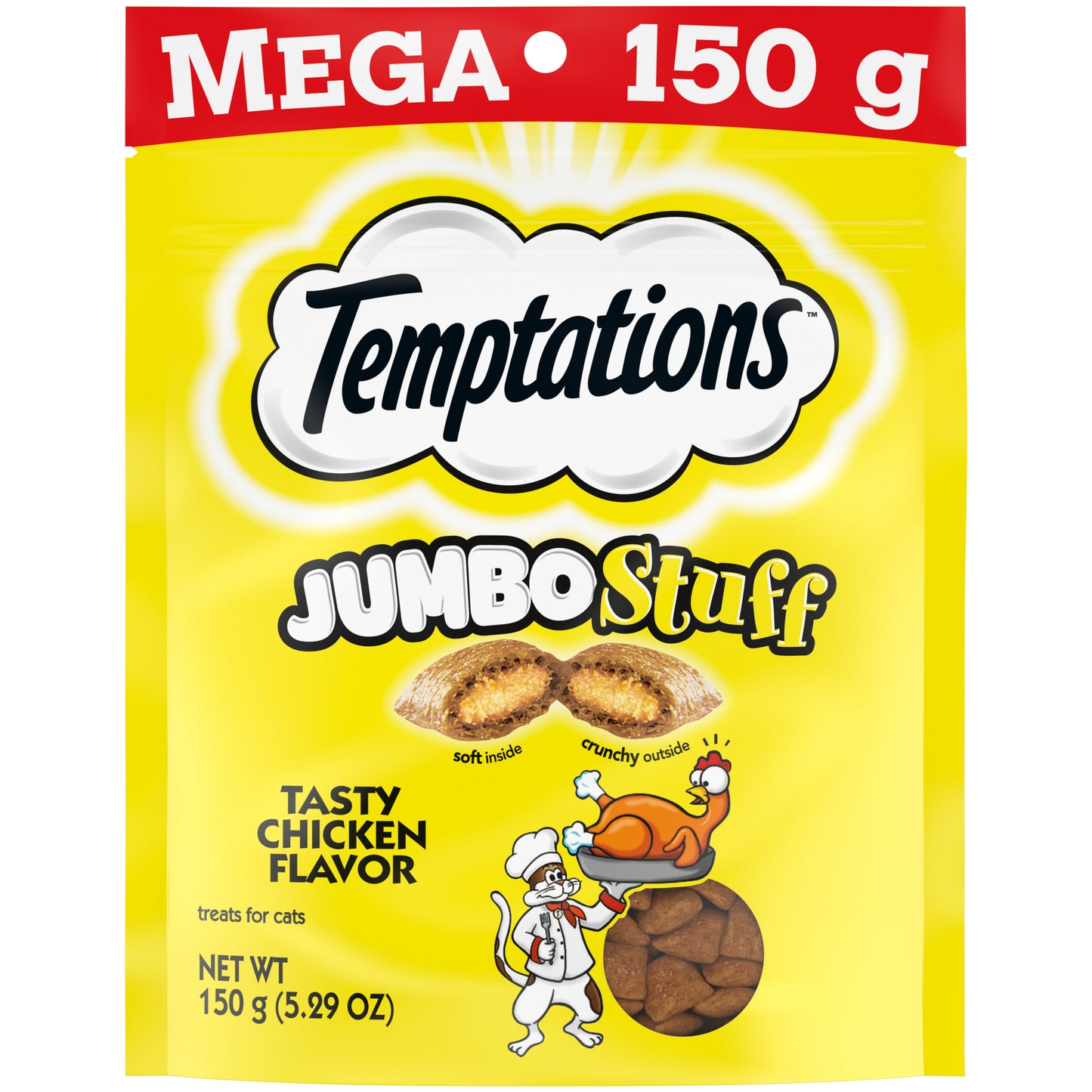 Temptations Jumbo Stuff Crunchy and Soft Cat Treats Tasty Chicken Flavor, 5.3 oz. Pouch