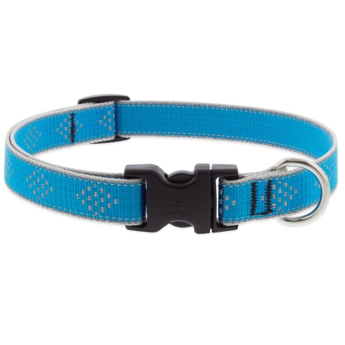 Lupine Pet Dog 3/4 In Wide 13-22 In Adjustible Collar Reflective Highlights Blue Diamonds