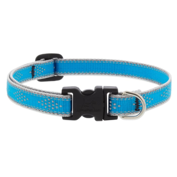 Lupine Pet Dog 1 In Wide 16-28 In Adjustable Collar Reflective Highlights Blue Diamonds
