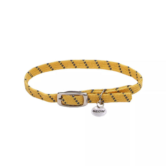 Coastal Elasta Cat 3/8in Wide 10in Reflective Safety Stretch Collar with Reflective Charm Yellow
