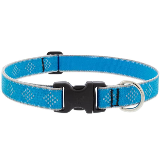 Lupine Pet Dog 1 In Wide 12-20 In Adjustable Collar Reflective Highlights Blue Diamonds