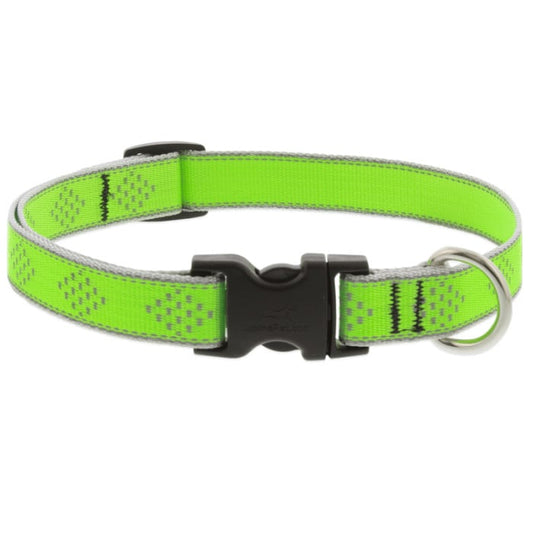 Lupine Pet Dog 3/4 In Wide 13-22 In Adjustible Collar Reflective Highlights Green Diamonds