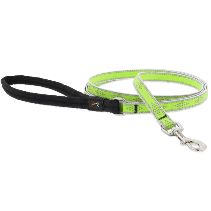 Lupine Pet Dog 6 Ft Long 3/4 In Leash Reflective Highlights Green Diamonds