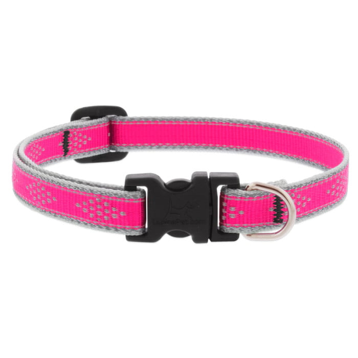 Lupine Pet Dog 2/4 In Wide 9-14 In Adjustable Collar Reflective Highlights Pink Diamonds