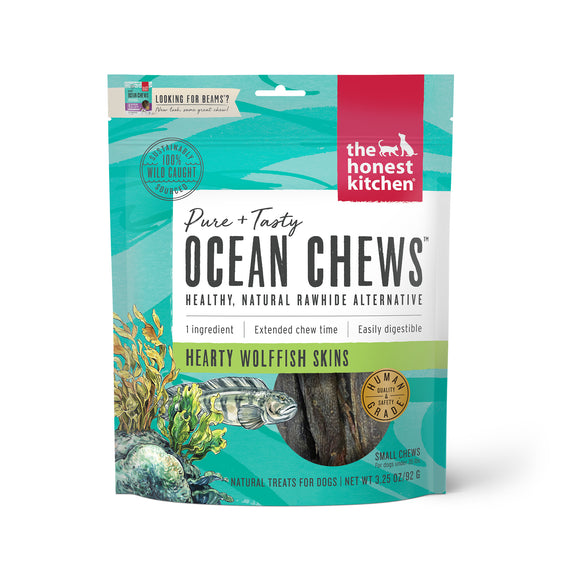 The Honest Kitchen Ocean Chews Hearty Wolffish Skins Dog Treats 3.25oz