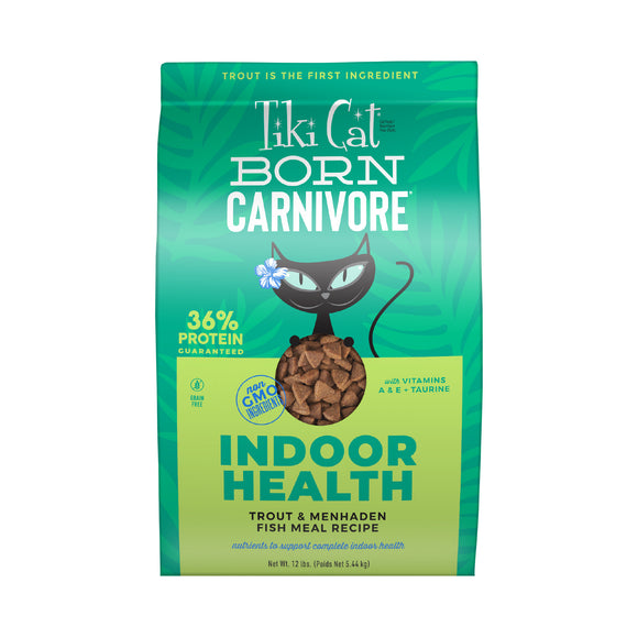 Tiki Cat Born Carnivore Indoor Health Dry Cat Food Trout & Menhaden Fish Meal 12lb