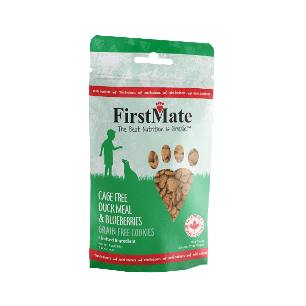 First Mate Cookies for Dogs Grain Free 8oz Mini Duck and Blueberry