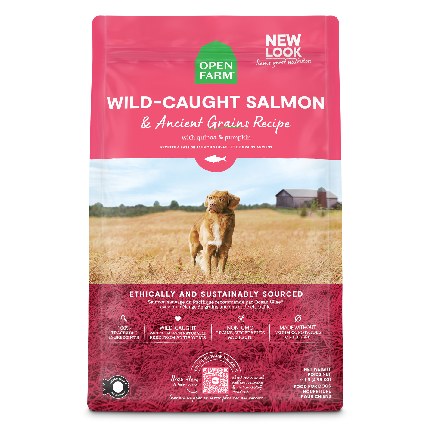 Open Farm Wild-Caught Salmon & Ancient Grains Kibble For Dogs 22lb Bag