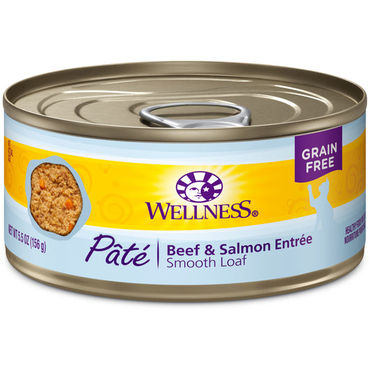 Wellness Complete Health Natural Grain Free Wet Canned Cat Food, Beef & Salmon, 5.5oz