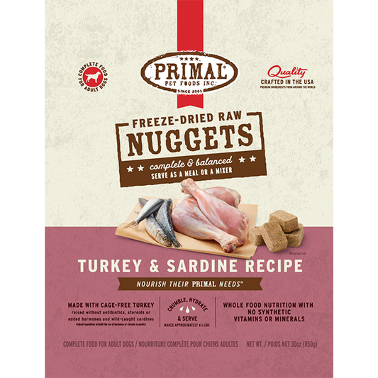 Primal Dog Freeze Dried Turkey & Sardine Nuggets 30oz