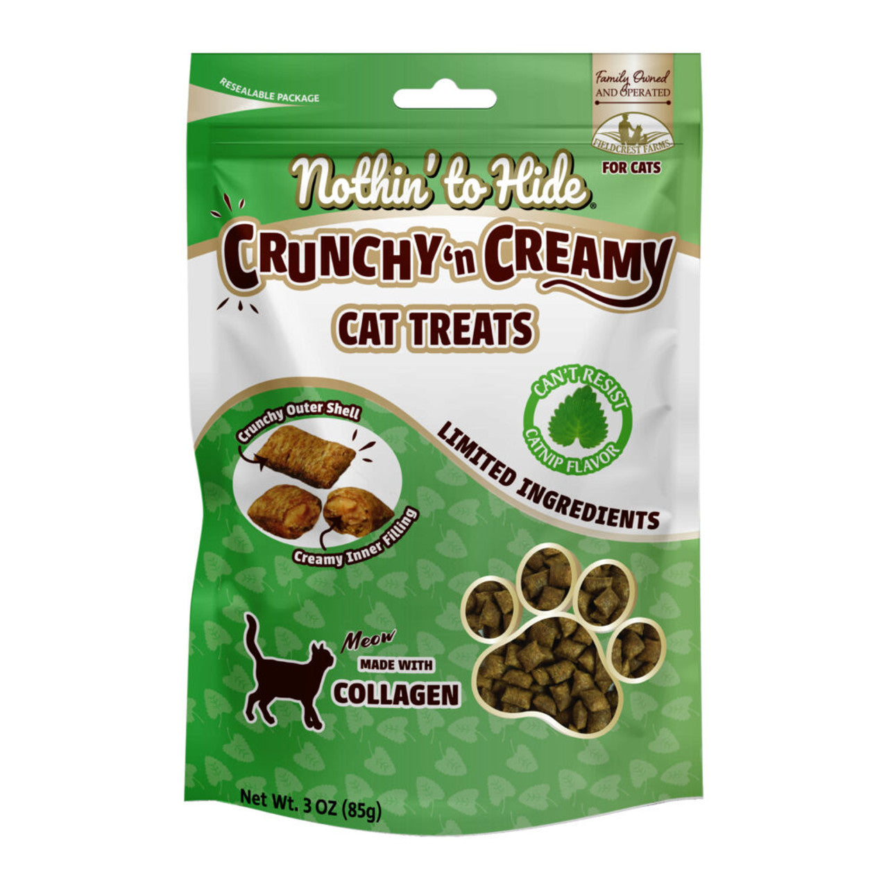 Fieldcrest Farms Nothin' To Hide Collagen Cat Treats Catnip Flavor 3oz