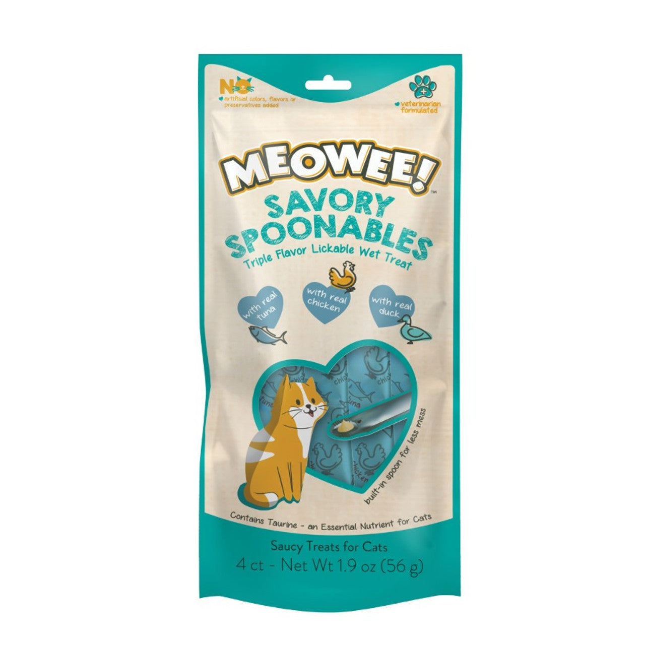 Meowee! Savory Spoonables Tuna, Chicken, & Duck Flavored Cat Treats 1.9oz 4pk