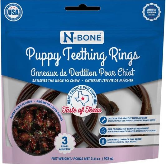 N-Bone Puppy Taste of Texas Teething Rings, 3 ct