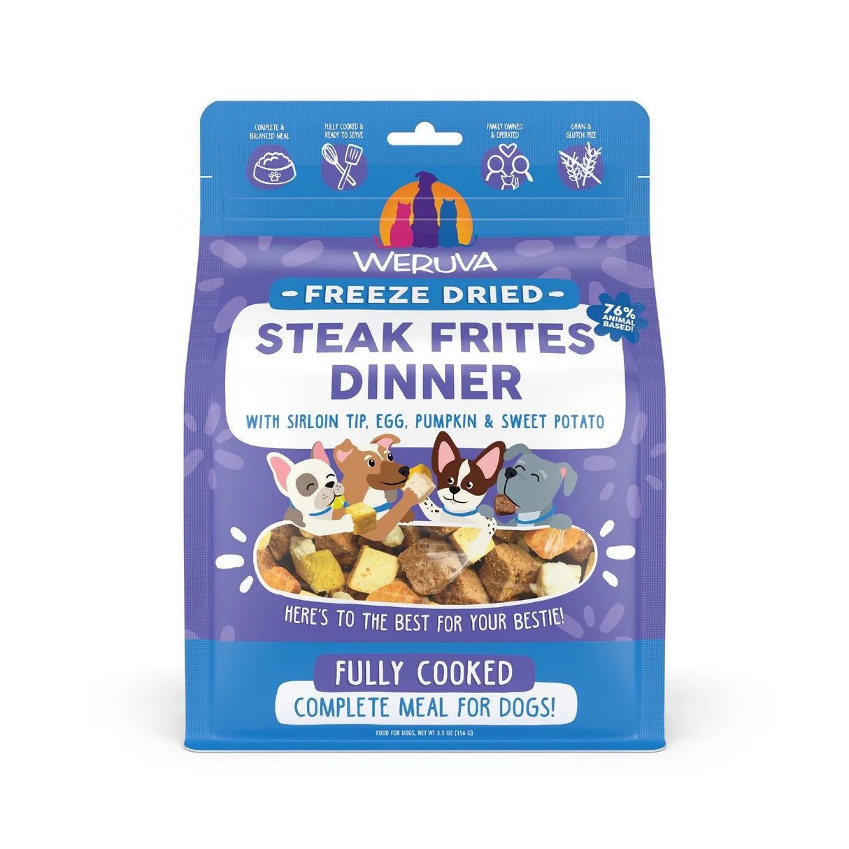 Weruva Fully Cooked Freeze Dried Steak Frites Dinner Dog Food 5.5oz
