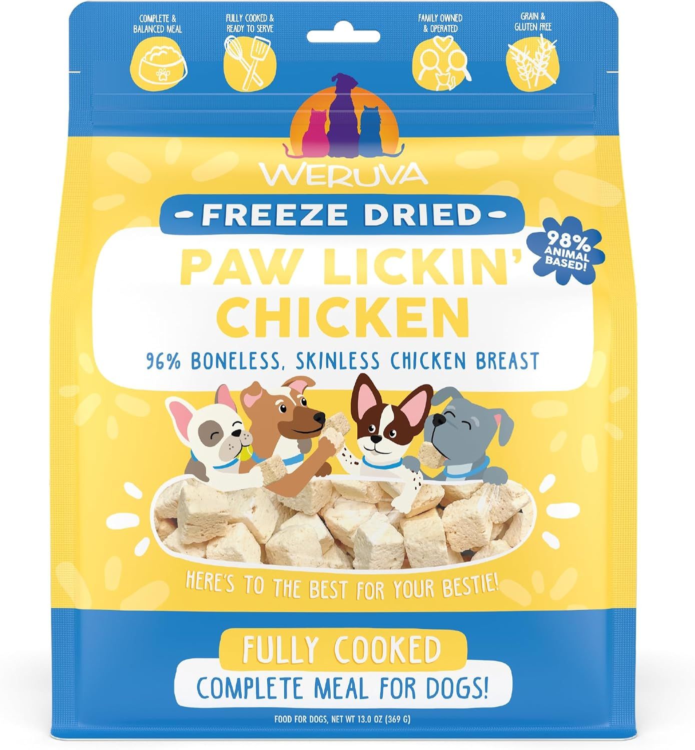 Weruva Fully Cooked Freeze Dried Paw Lickin Chicken Dog Food 13oz