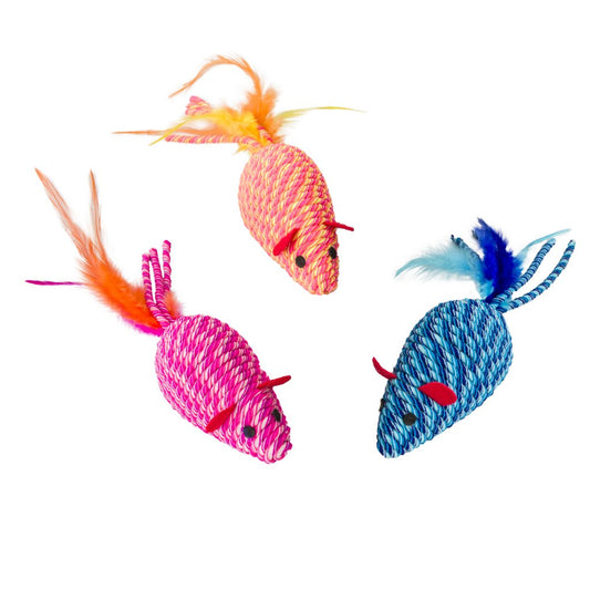 Spot Ethical Pet Cat Toy Elasteeez Mouse  Withfeathers 6In Assorted