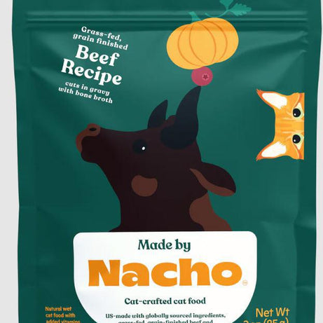 Nacho Beef cut in gravy with bone broth pouch Cat 3oz