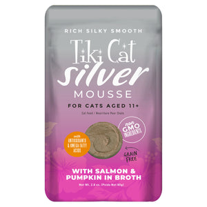 Tiki Cat Silver Mousse Wet Cat Food for Senior Cats Salmon & Pumpkin 2.8oz Pouch