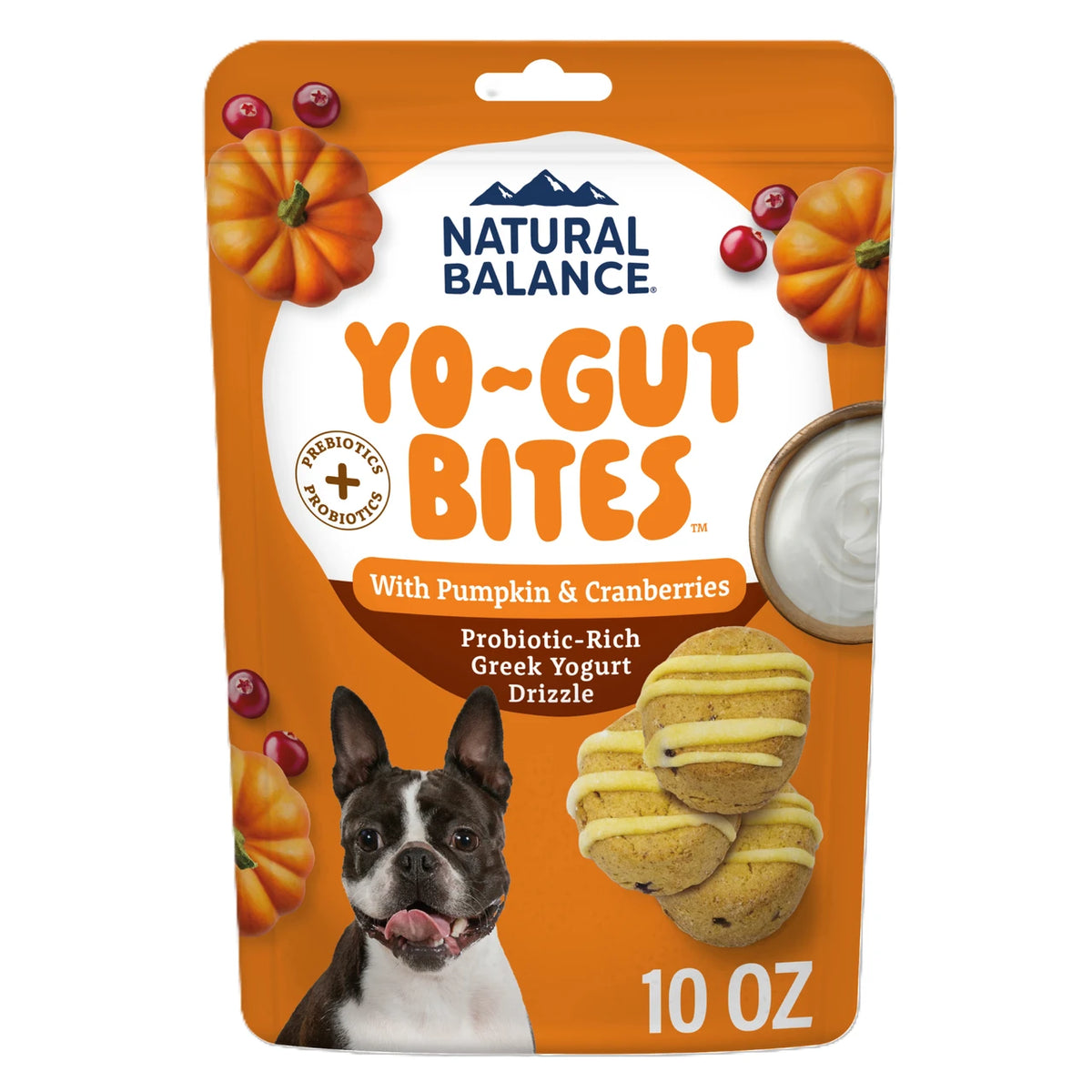 Natural Balance Yo-Gut Bites Dog Treats Pumpkin Cranberry 10 oz