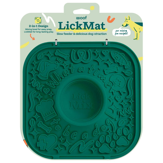 Woof Dog Treat Lick Mat Dog Toy Green