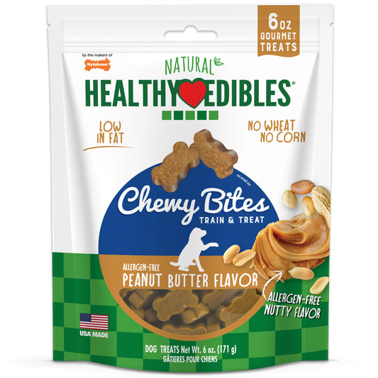 Nylabone Healthy Edibles Chewy Bites Soft Dog Treats Peanut Butter 6oz