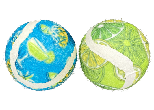 Multipet Cat Toy Margaritaville Tennis Ball 2pk Assorted