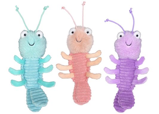 Multipet Plush Dog Toy Margaritaville Mini Gumbo Shrimp 6in Assorted